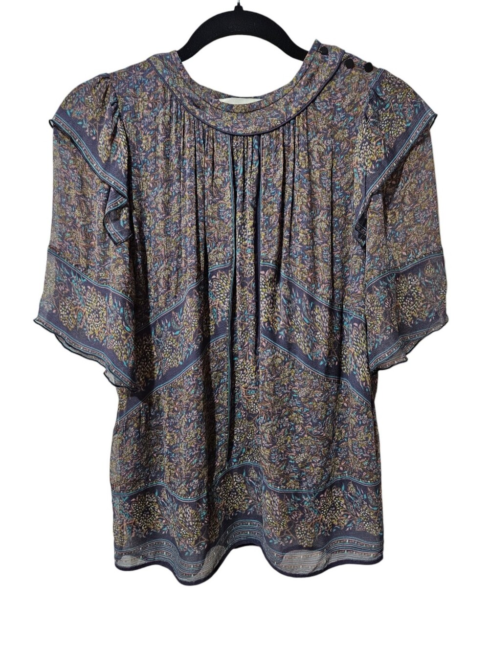 Ba&Sh Moccha Lady Top Floral Viscose Blouse 1 S Boho Whimsical Cottagecore - Picture 2 of 13